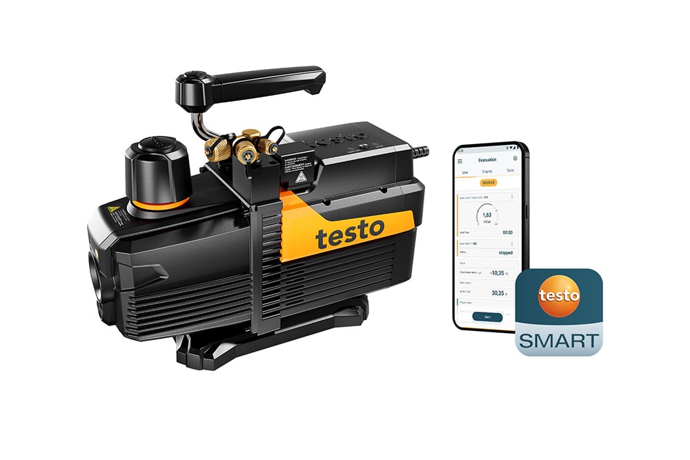 Testo lance une pompe à vide totalement automatisée pour le tirage au vide des installations frigorifiques et des pompes à chaleur